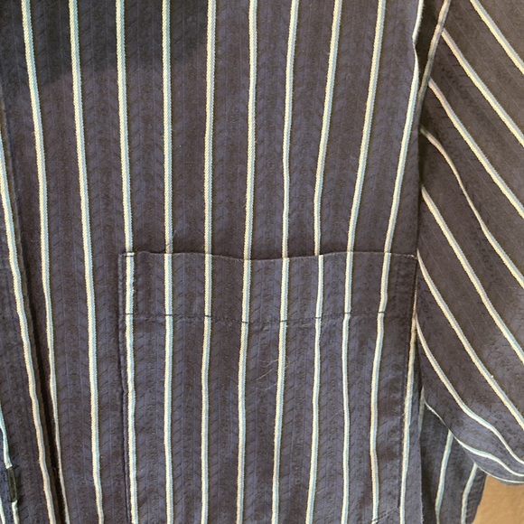 BUGATCHI Classic Fit Blue Stripe Button Down Dress Shirt - Picture 3 of 5